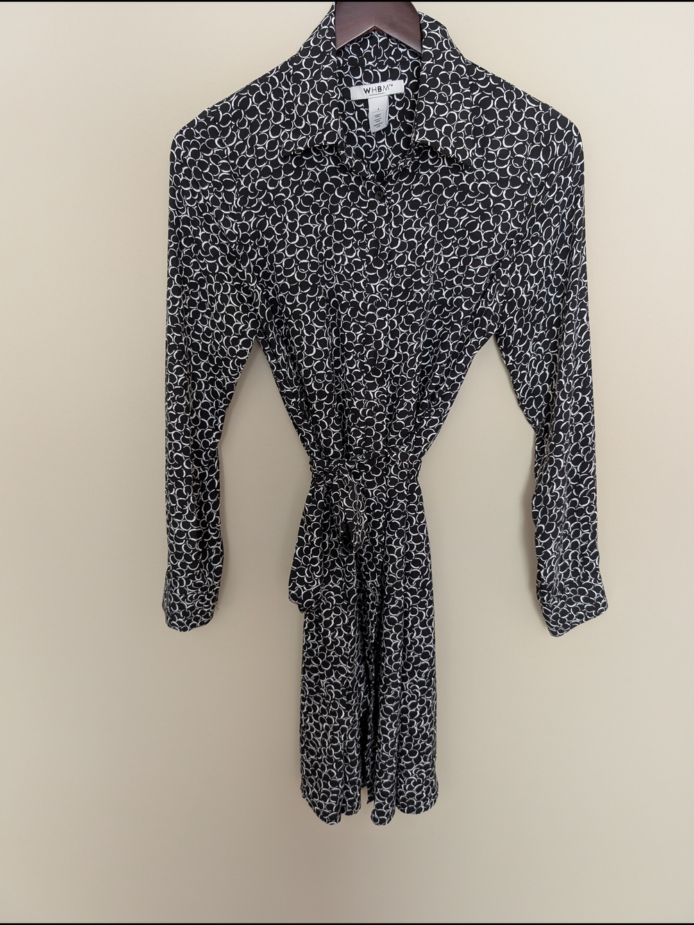 White House Black Market Black and White Printed Shirt Dress